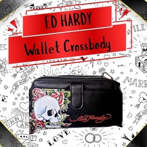 Ed Hardy Black Wallet Crossbody